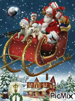 Santa & Pups - Nemokamas animacinis gif