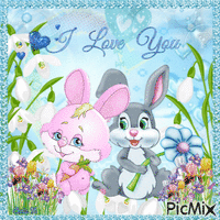 Rabbits In Love анимированный гифка