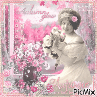 Vintage woman - Pink and beige shades - GIF animé gratuit