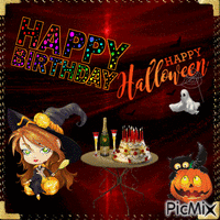 HAPPY  BIRTHDAY Halloween animirani GIF