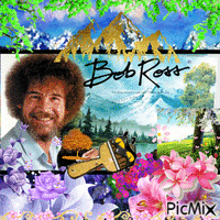 Bob Ross Painting come to life анимирани ГИФ
