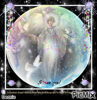 Angel Guardian in Pearlessence Globe with Saying: animuotas GIF