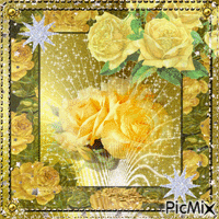 Rose gialle con oro e argento - GIF animé gratuit