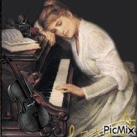Zongorázó nő - Δωρεάν κινούμενο GIF