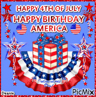 Happy 4th of July Happy Birthday America animált GIF