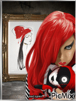 A girl with red hair 动画 GIF