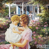 Good Afternoon Vintage Mum and Baby - Free animated GIF