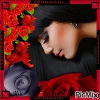 La beauté des roses en rouge et noir - Gratis animeret GIF
