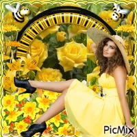 Femme aimant le jaune - Δωρεάν κινούμενο GIF