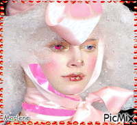 Portrait Woman Pink White Colors Deco Glitter Glamour Makeup animovaný GIF