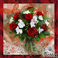 Bouquet de fleurs pour les amies (is) - Gratis geanimeerde GIF