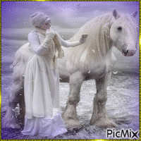 A Mulher e o Cavalo - Darmowy animowany GIF