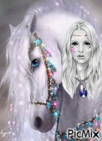 White horse.. - Бесплатный анимированный гифка