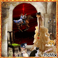 princesse et les chats - Bezmaksas animēts GIF