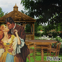 Couple idans un jardin - 無料のアニメーション GIF