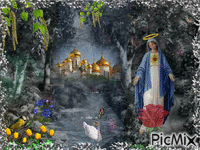 Богородица благословляет землю. animált GIF