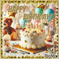 Golden Happy Birthday Party - 免费动画 GIF