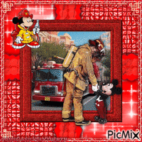 {[Mickey meets a Firefighter]} - GIF animé gratuit