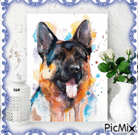 Portrait de chien aquarelle - Gratis animerad GIF