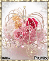 Waggon with roses. animirani GIF
