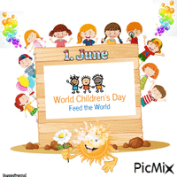 1. June --World Children Day - GIF animé gratuit