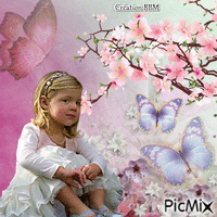 La fillette et les papillons par BBM geanimeerde GIF