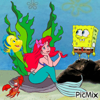 Spongebob, Ariel, Flounder and Sebastian