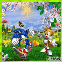 Sonic na primavera - GIF animé gratuit
