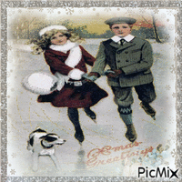 Concours : Couple de patineurs - Vintage - Ingyenes animált GIF