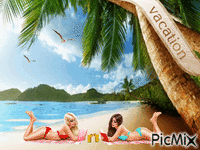 twins on an island vacation - GIF animado grátis