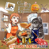 chika and friends backrooms barbeque - GIF animé gratuit