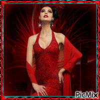 lady in red GIF animado
