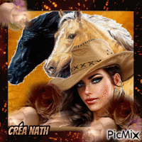 Femme et chevaux Animated GIF