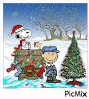 charlie brown snoopy Christmas tree - GIF animado gratis