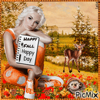 Happy Fall. Happy Day. Woman - Free animated GIF