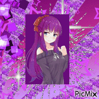 Purple Girl Kawaii animovaný GIF