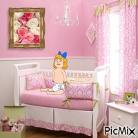Baby sitting on bed GIF animasi