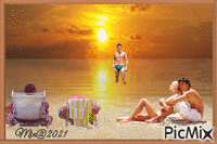 Min@    sunset and couple 动画 GIF
