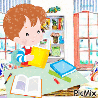 Child reading-contest - Zdarma animovaný GIF