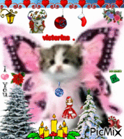 le chat ange et les objets de noël animēts GIF