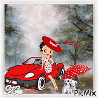 'Betty Boop in red' - Gratis animeret GIF