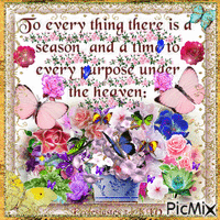 A BIBLE VERSE, colorful flowers, moving butterflies, and a gold frame. - 免费动画 GIF