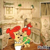 Wilma and Pebbles Flintstone GIF animata