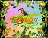 toucan et perroquet animēts GIF