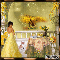 bouquet de fleurs jaunes - Darmowy animowany GIF