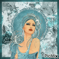turquoise art deco femme