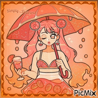 Orange anime girl - Бесплатный анимированный гифка