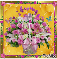 Basket full of roses. animuotas GIF