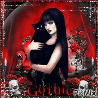 Gothic portrait in red and black GIF animé
