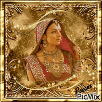 Femme indienne et or - Free animated GIF